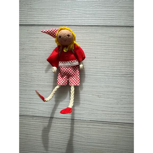 Vintage Ornaments Felt Elf Pixie Paper Mache Mr Christmas Girl 1969 - Picture 2 of 5